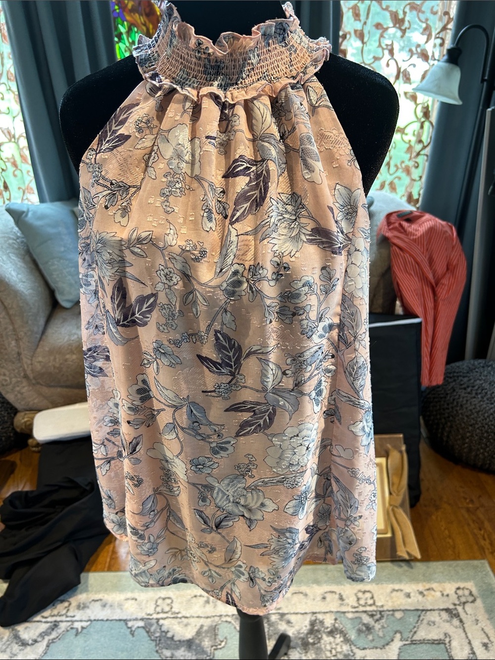 Umgee Pink Floral Smocked Halter Mini Skirt
